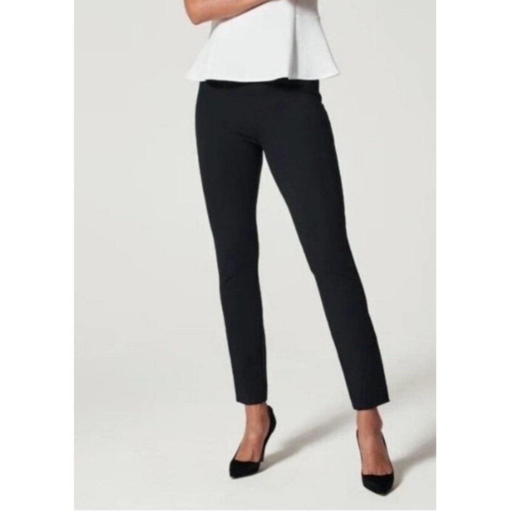 Spanx The Perfect Slim Ankle Pants Women M Black Stretch Shaping Office Pull On